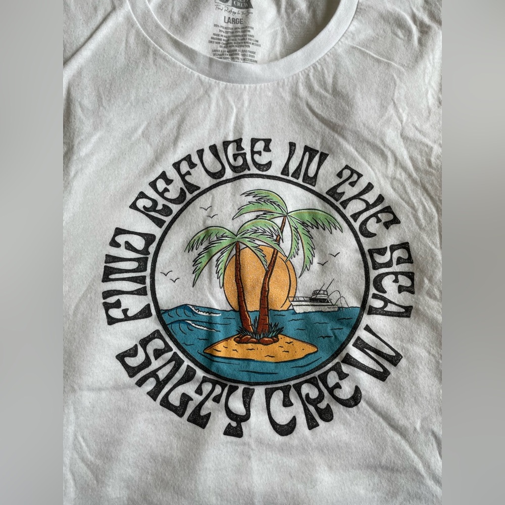 Salty Crew Graphic Muscle Tank with Tropical Island Print